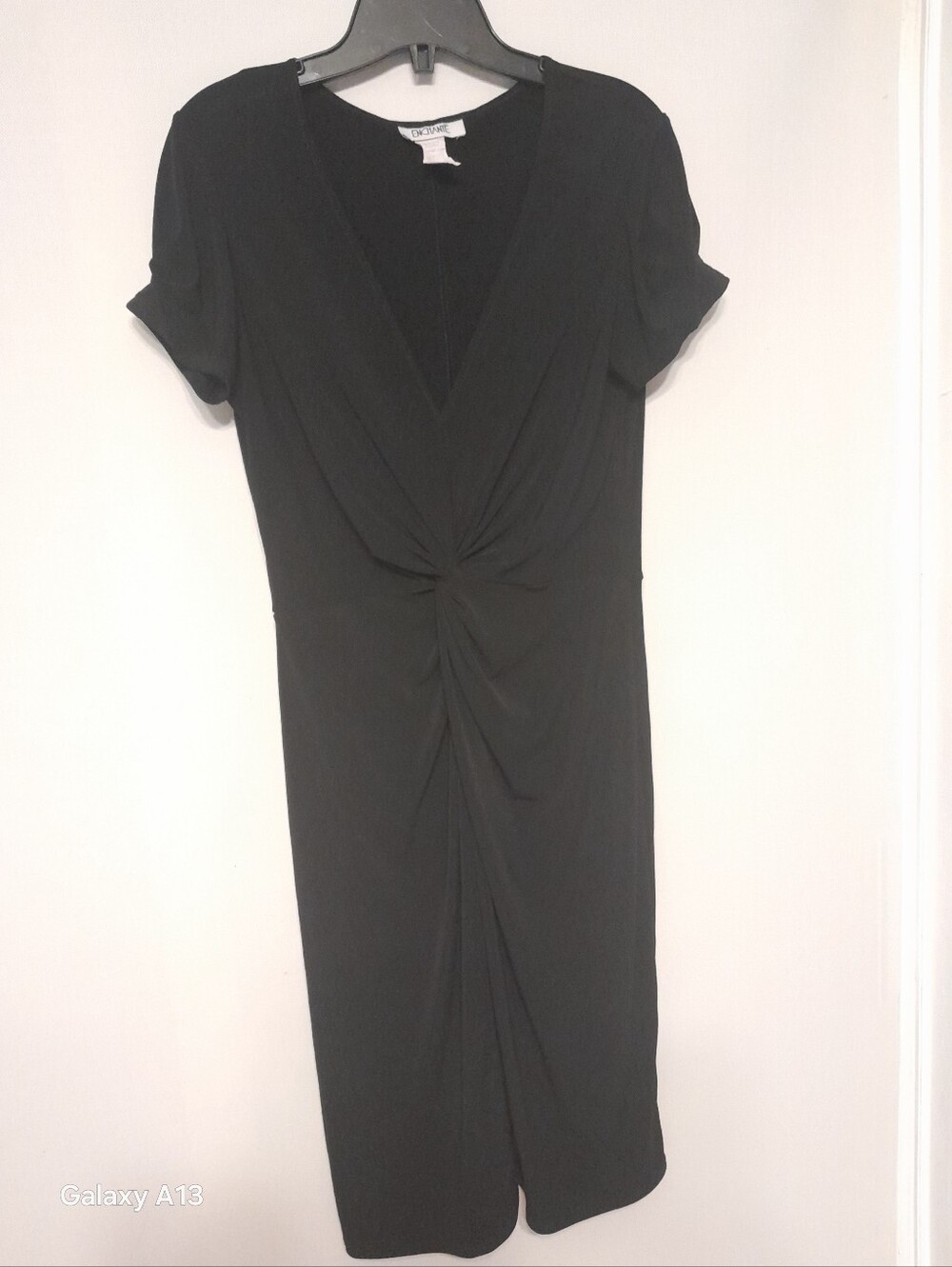 Enchante Black Twist-Front Short Sleeve Dress